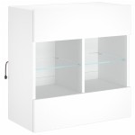 vidaXL Comodă TV de perete cu lumini LED, alb, 58,5x30x60,5 cm vidaXL Comodă TV de perete cu lumini LED, alb, 58,5x30x60,5 cm