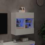 vidaXL Comodă TV de perete cu lumini LED, alb, 58,5x30x60,5 cm vidaXL Comodă TV de perete cu lumini LED, alb, 58,5x30x60,5 cm