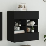 vidaXL Comodă TV de perete cu lumini LED, negru, 58,5x30x60,5 cm vidaXL Comodă TV de perete cu lumini LED, negru, 58,5x30x60,5 cm