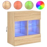 vidaXL Comodă TV de perete cu LED, stejar sonoma, 58,5x30x60,5 cm vidaXL Comodă TV de perete cu LED, stejar sonoma, 58,5x30x60,5 cm