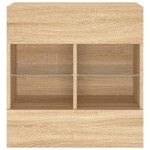 vidaXL Comodă TV de perete cu LED, stejar sonoma, 58,5x30x60,5 cm vidaXL Comodă TV de perete cu LED, stejar sonoma, 58,5x30x60,5 cm