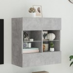 vidaXL Comodă TV de perete cu lumini LED, gri beton, 58,5x30x60,5 cm vidaXL Comodă TV de perete cu lumini LED, gri beton, 58,5x30x60,5 cm