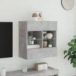 vidaXL Comodă TV de perete cu lumini LED, gri beton, 58,5x30x60,5 cm vidaXL Comodă TV de perete cu lumini LED, gri beton, 58,5x30x60,5 cm