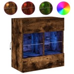 vidaXL Comodă TV de perete cu LED, stejar fumuriu, 58,5x30x60,5 cm vidaXL Comodă TV de perete cu LED, stejar fumuriu, 58,5x30x60,5 cm