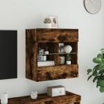 vidaXL Comodă TV de perete cu LED, stejar fumuriu, 58,5x30x60,5 cm vidaXL Comodă TV de perete cu LED, stejar fumuriu, 58,5x30x60,5 cm