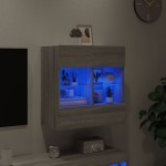 vidaXL Comodă TV de perete cu lumini LED, gri sonoma, 58,5x30x60,5 cm vidaXL Comodă TV de perete cu lumini LED, gri sonoma, 58,5x30x60,5 cm