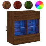 vidaXL Comodă TV de perete cu lumini LED, stejar maro, 58,5x30x60,5 cm vidaXL Comodă TV de perete cu lumini LED, stejar maro, 58,5x30x60,5 cm