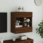 vidaXL Comodă TV de perete cu lumini LED, stejar maro, 58,5x30x60,5 cm vidaXL Comodă TV de perete cu lumini LED, stejar maro, 58,5x30x60,5 cm