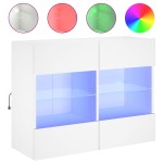 vidaXL Comodă TV de perete cu lumini LED, alb, 78,5x30x60,5 cm vidaXL Comodă TV de perete cu lumini LED, alb, 78,5x30x60,5 cm