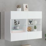 vidaXL Comodă TV de perete cu lumini LED, alb, 78,5x30x60,5 cm vidaXL Comodă TV de perete cu lumini LED, alb, 78,5x30x60,5 cm