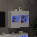 vidaXL Comodă TV de perete cu lumini LED, alb, 78,5x30x60,5 cm vidaXL Comodă TV de perete cu lumini LED, alb, 78,5x30x60,5 cm