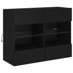 vidaXL Comodă TV de perete cu lumini LED, negru, 78,5x30x60,5 cm vidaXL Comodă TV de perete cu lumini LED, negru, 78,5x30x60,5 cm