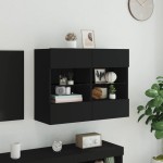 vidaXL Comodă TV de perete cu lumini LED, negru, 78,5x30x60,5 cm vidaXL Comodă TV de perete cu lumini LED, negru, 78,5x30x60,5 cm