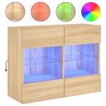 vidaXL Comodă TV de perete cu LED, stejar sonoma, 78,5x30x60,5 cm vidaXL Comodă TV de perete cu LED, stejar sonoma, 78,5x30x60,5 cm