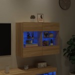 vidaXL Comodă TV de perete cu LED, stejar sonoma, 78,5x30x60,5 cm vidaXL Comodă TV de perete cu LED, stejar sonoma, 78,5x30x60,5 cm