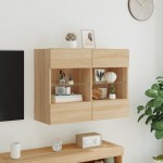 vidaXL Comodă TV de perete cu LED, stejar sonoma, 78,5x30x60,5 cm vidaXL Comodă TV de perete cu LED, stejar sonoma, 78,5x30x60,5 cm