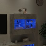 vidaXL Comodă TV de perete cu lumini LED, gri beton, 78,5x30x60,5 cm vidaXL Comodă TV de perete cu lumini LED, gri beton, 78,5x30x60,5 cm