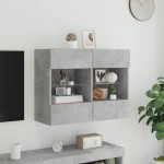 vidaXL Comodă TV de perete cu lumini LED, gri beton, 78,5x30x60,5 cm vidaXL Comodă TV de perete cu lumini LED, gri beton, 78,5x30x60,5 cm