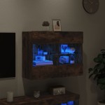 vidaXL Comodă TV de perete cu LED, stejar fumuriu, 78,5x30x60,5 cm vidaXL Comodă TV de perete cu LED, stejar fumuriu, 78,5x30x60,5 cm