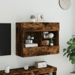 vidaXL Comodă TV de perete cu LED, stejar fumuriu, 78,5x30x60,5 cm vidaXL Comodă TV de perete cu LED, stejar fumuriu, 78,5x30x60,5 cm
