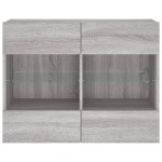 vidaXL Comodă TV de perete cu lumini LED, gri sonoma, 78,5x30x60,5 cm vidaXL Comodă TV de perete cu lumini LED, gri sonoma, 78,5x30x60,5 cm