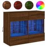 vidaXL Comodă TV de perete cu lumini LED, stejar maro, 78,5x30x60,5 cm vidaXL Comodă TV de perete cu lumini LED, stejar maro, 78,5x30x60,5 cm