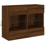 vidaXL Comodă TV de perete cu lumini LED, stejar maro, 78,5x30x60,5 cm vidaXL Comodă TV de perete cu lumini LED, stejar maro, 78,5x30x60,5 cm