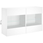 vidaXL Comodă TV de perete cu lumini LED, alb, 98,5x30x60,5 cm
