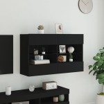vidaXL Comodă TV de perete cu lumini LED, negru, 98,5x30x60,5 cm vidaXL Comodă TV de perete cu lumini LED, negru, 98,5x30x60,5 cm
