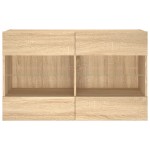 vidaXL Comodă TV de perete cu LED, stejar sonoma, 98,5x30x60,5 cm