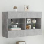vidaXL Comodă TV de perete cu lumini LED, gri beton, 98,5x30x60,5 cm vidaXL Comodă TV de perete cu lumini LED, gri beton, 98,5x30x60,5 cm