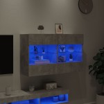vidaXL Comodă TV de perete cu lumini LED, gri beton, 98,5x30x60,5 cm vidaXL Comodă TV de perete cu lumini LED, gri beton, 98,5x30x60,5 cm