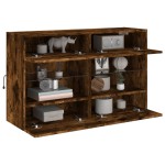 vidaXL Comodă TV de perete cu LED, stejar fumuriu, 98,5x30x60,5 cm