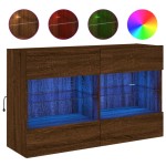 vidaXL Comodă TV de perete cu lumini LED, stejar maro, 98,5x30x60,5 cm vidaXL Comodă TV de perete cu lumini LED, stejar maro, 98,5x30x60,5 cm