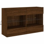 vidaXL Comodă TV de perete cu lumini LED, stejar maro, 98,5x30x60,5 cm vidaXL Comodă TV de perete cu lumini LED, stejar maro, 98,5x30x60,5 cm