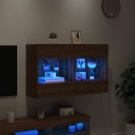 vidaXL Comodă TV de perete cu lumini LED, stejar maro, 98,5x30x60,5 cm vidaXL Comodă TV de perete cu lumini LED, stejar maro, 98,5x30x60,5 cm