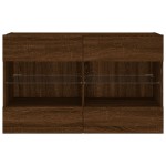 vidaXL Comodă TV de perete cu lumini LED, stejar maro, 98,5x30x60,5 cm vidaXL Comodă TV de perete cu lumini LED, stejar maro, 98,5x30x60,5 cm