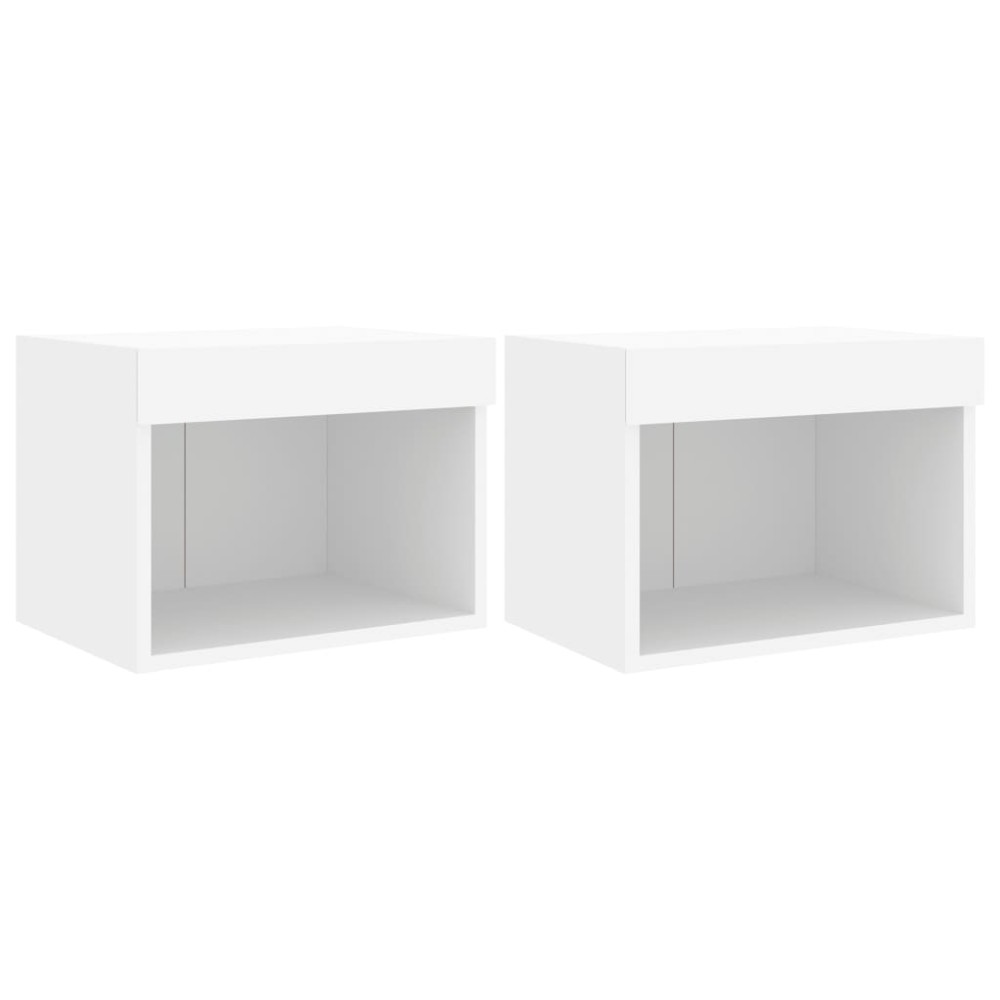 vidaXL Noptiere cu lumini LED montate pe perete, 2 buc., alb