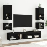 vidaXL Noptieră cu lumini LED montată pe perete, negru vidaXL Noptieră cu lumini LED montată pe perete, negru