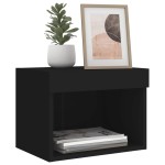 vidaXL Noptieră cu lumini LED montată pe perete, negru vidaXL Noptieră cu lumini LED montată pe perete, negru
