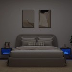 vidaXL Noptiere cu lumini LED montate pe perete, 2 buc., negru vidaXL Noptiere cu lumini LED montate pe perete, 2 buc., negru