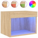 vidaXL Noptieră cu lumini LED montată pe perete, stejar sonoma