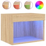 vidaXL Noptiere cu lumini LED montate pe perete, 2 buc., stejar sonoma vidaXL Noptiere cu lumini LED montate pe perete, 2 buc., stejar sonoma