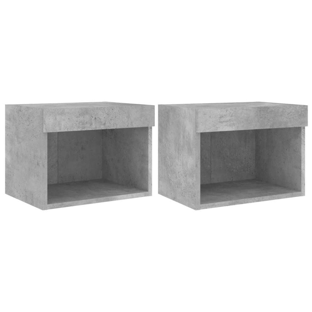 vidaXL Noptiere cu lumini LED montate pe perete, 2 buc., gri beton