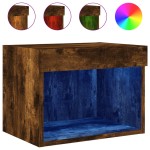 vidaXL Noptiere cu lumini LED, stejar fumuriu vidaXL Noptiere cu lumini LED, stejar fumuriu