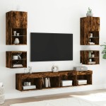 vidaXL Noptiere cu lumini LED, stejar fumuriu vidaXL Noptiere cu lumini LED, stejar fumuriu