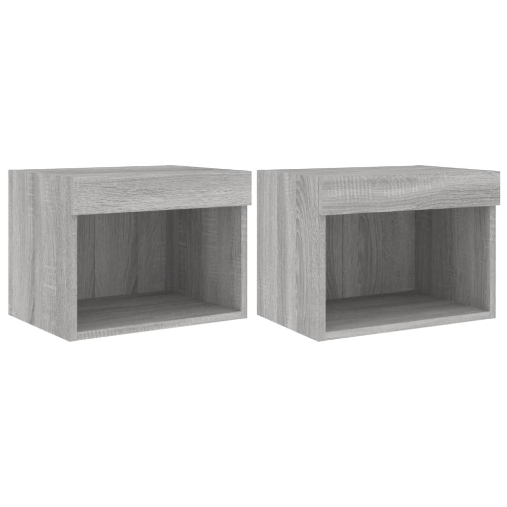 vidaXL Noptiere cu lumini LED montate pe perete, 2 buc., gri sonoma
