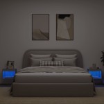 vidaXL Noptiere cu lumini LED montate pe perete, 2 buc., gri sonoma vidaXL Noptiere cu lumini LED montate pe perete, 2 buc., gri sonoma