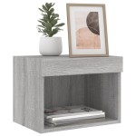 vidaXL Noptiere cu lumini LED montate pe perete, 2 buc., gri sonoma vidaXL Noptiere cu lumini LED montate pe perete, 2 buc., gri sonoma