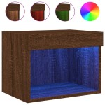 vidaXL Noptiera cu Lumini LED Montate pe perete 2 buc Stejar Maro